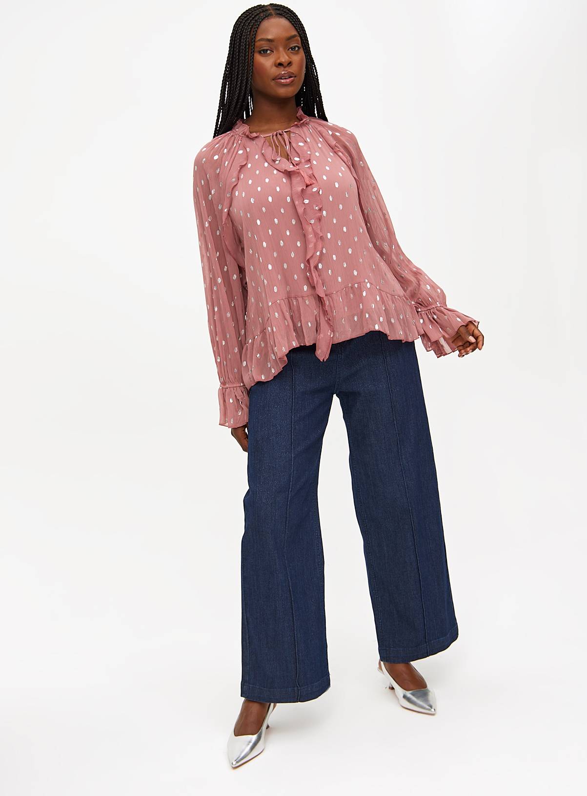 Pink Chiffon Foil Print Romantic Blouse 10 - Image 2